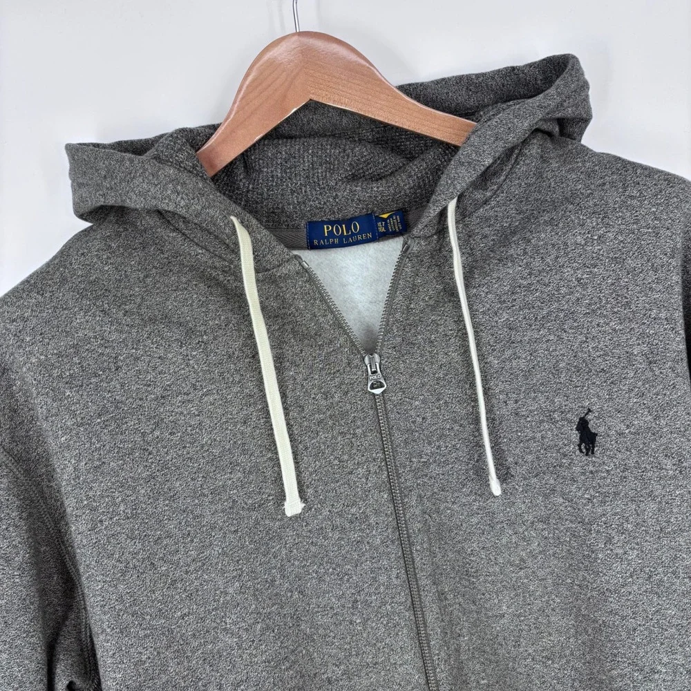 Polo Ralph Lauren Full Zip Hoodie Mens XLT Gray Fleece Heavyweight Sweatshirt